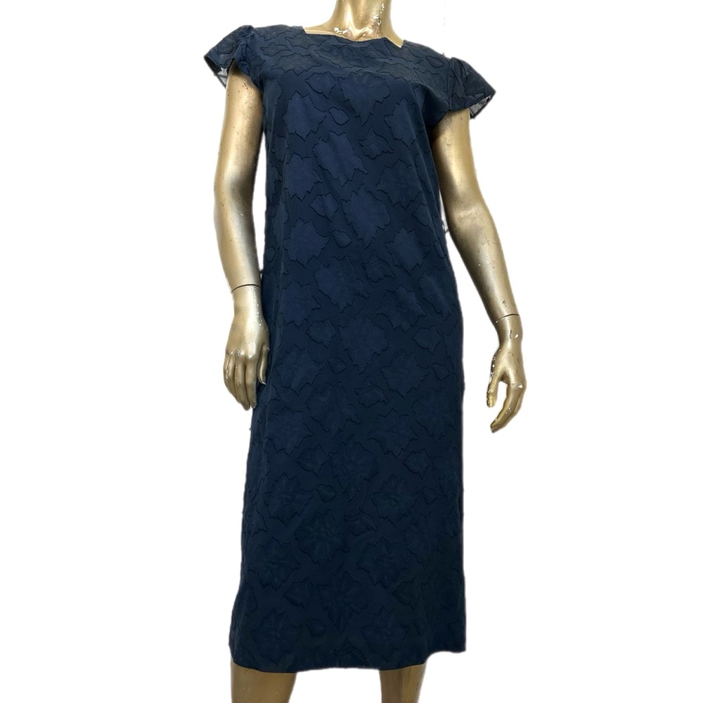 VINTAGE GIVENCHY EN PLUS cotton sheath midi dress size 38, navy blue-W. Germany